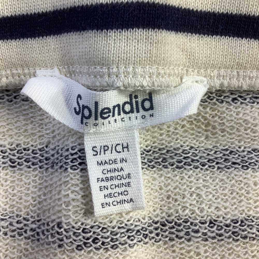 Splendid Womens Striped Knit Maxi Skirt Navy Cream Side Slit Size Small NWT - Picture 6 of 11